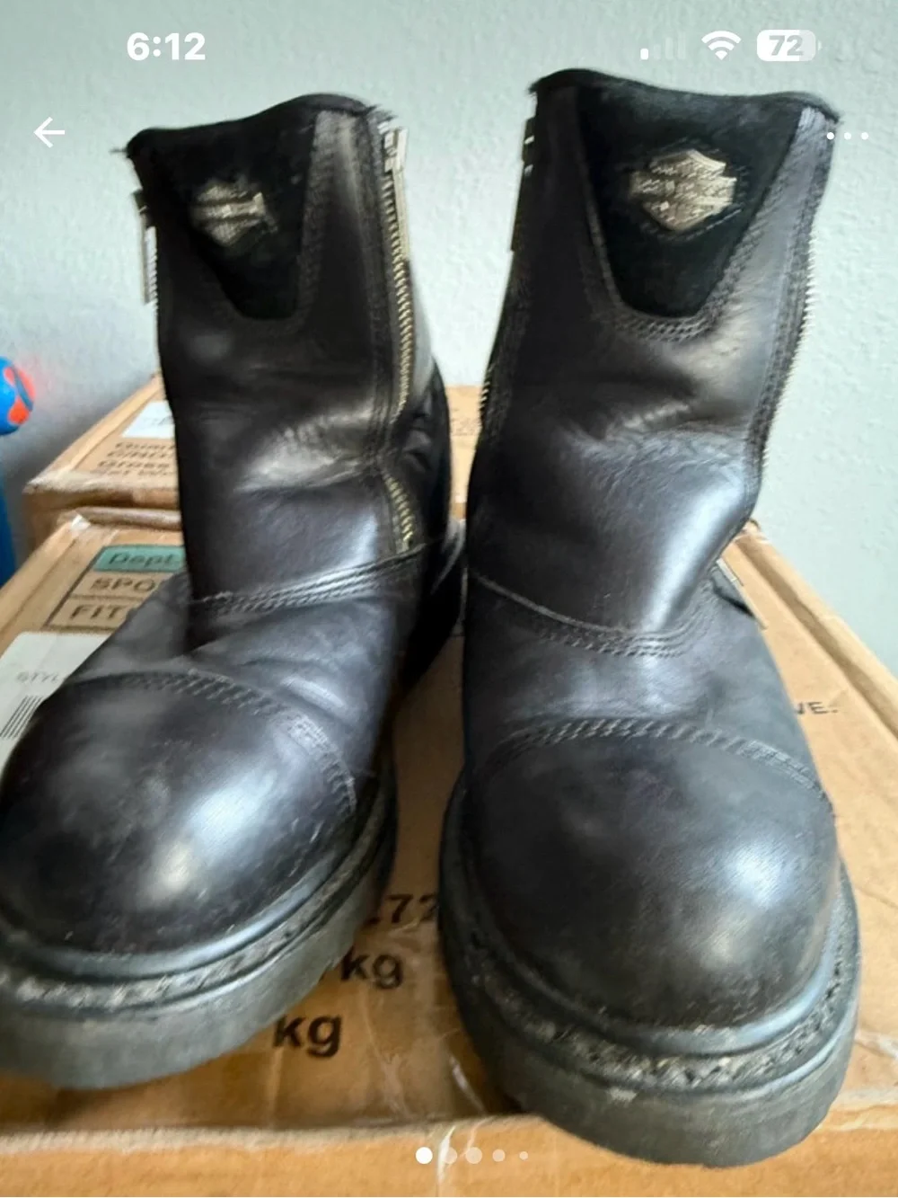 Harley-Davidson Black Leather Zip-Up Riding Boots